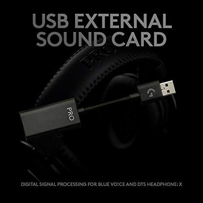 - Logitech G PRO X Gaming-Headset | Corded | Over-Ear Headphones with Blue VO!CE Mic -