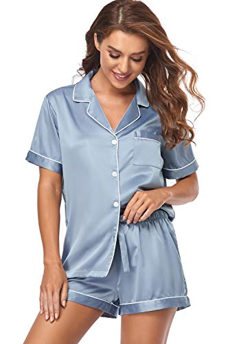 - Serenedelicacy Women's Silky Satin Pajamas | Short Sleeve PJ Set | Sleepwear -