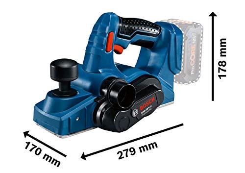Bosch Professional 18V System Cordless Planer GHO 18V-LI (no-Load Speed 14,000 min-1, max. chip Thickness 1.6 mm, Without Rechargeable Batteries and Charger, in Cardboard Box)