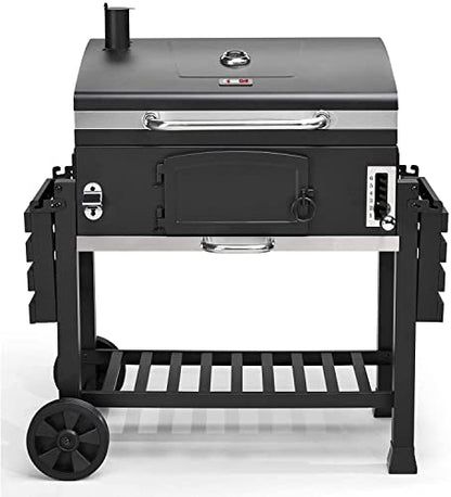 CosmoGrill Outdoor XXL Smoker Barbecue Charcoal Portable BBQ with Lid Cover, Adjustable Grill and Built-in Temperature Gauge, for Home Garden Party Cooking