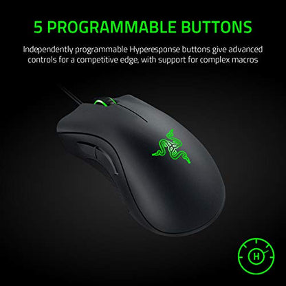 - Razer DeathAdder Essential | Wired Gaming Mouse | 5 Programmable Buttons | Black -