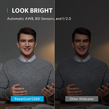 Anker PowerConf C200 2K Webcam for PC, Computer Camera with AI-Noise Canceling Microphones, Stereo Mics, Adjustable Field of View, Low-Light Correction, Built-In Privacy Cover