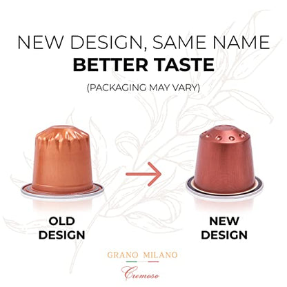 - Grano Milano Cremoso | 50 Aluminium Coffee Pods | Compatible with Nespresso Original line, 100% Arabica Medium Roast | Intensity 8/12 | Coffee Capsules Made in Italy | Espresso Coffee -