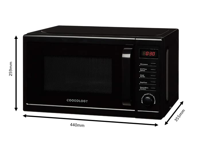 Cookology CFSDI20LBK 800W Freestanding Microwave - Digital Microwave with 20 Litre Capacity and 25cm Turntable - Features Weight and Time Quick Defrost Setting - 8 Cooking Functions - Black