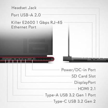Alienware m16 AMD Gaming Laptop | 16" QHD+ (2560 x 1600) 240Hz | AMD Ryzen 9 7845HX | NVIDIA GeForce RTX 4070 | 16 DDR5 RAM | 1 | Dark Metallic Moon | Per Key AlienFX RGB keyboard - UK
