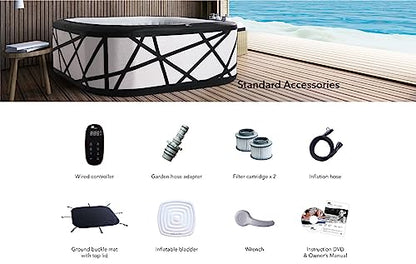 - MSpa Inflatable Hot Tub | Luxury Soho Premium Series | Bubble Portable | 6 Person Square Spa -