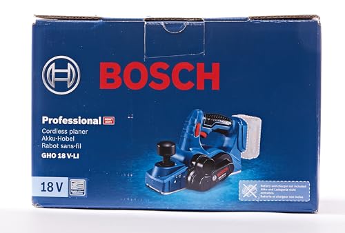 Bosch Professional 18V System Cordless Planer GHO 18V-LI (no-Load Speed 14,000 min-1, max. chip Thickness 1.6 mm, Without Rechargeable Batteries and Charger, in Cardboard Box)