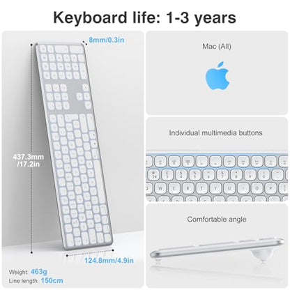 - TECURS Mac Keyboard Backlit |Quiet Slim USB Wired Computer Keyboard -