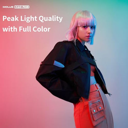 - ZHIYUN RGB Video Light Molus X60 RGB Combo 60W with 2550mAh Battery, 2700K-6500K Dimmable, Full Color CRI 95, TLCI 98