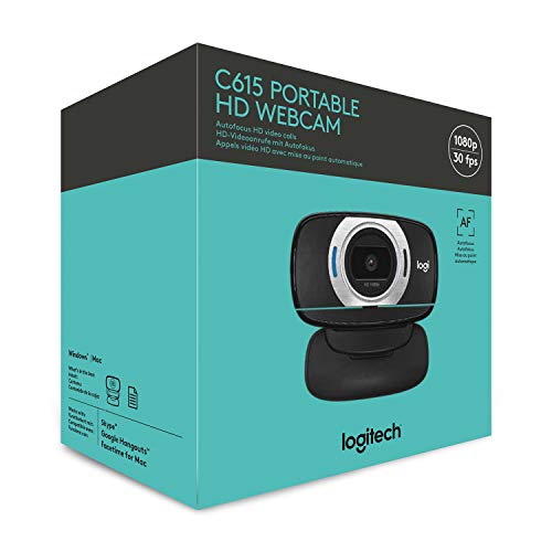- Logitech C615 Portable Webcam | Full HD 1080p/30fps | Widescreen Video Calling | Foldable | Light Correction | Autofocus -
