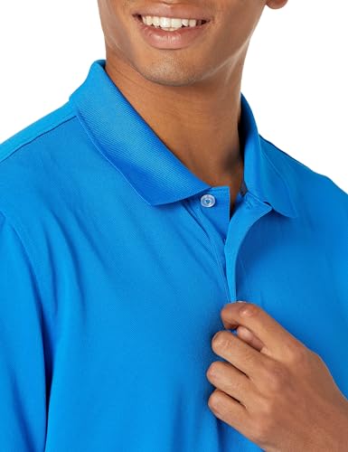 Amazon Essentials Men's Slim-Fit Quick-Dry Golf Polo Shirt, Metallic Blue, M