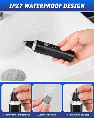 - Rechargeable Nose Hair Trimmer for Men | 3-in-1 Professional Painless Eyebrow and Facial Hair Trimmer -