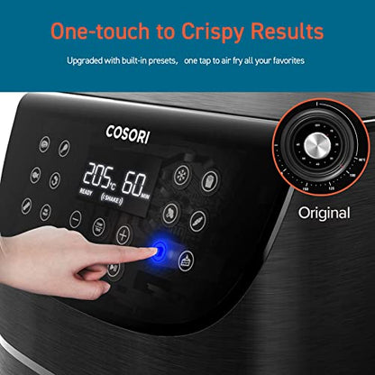 COSORI Air Fryer 5.5L Capacity,Oil Free, Energy and Time Saver with 11 Presets with 100 Recipes Cookbook, Non-Stick, Dishwasher Safe Basket,1700-Watt, CP158-AF, Black