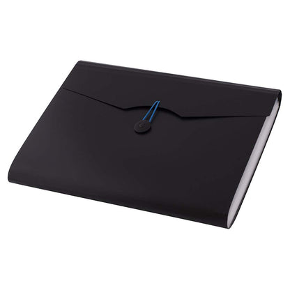 D.RECT | Expandable Expanding File | Document Organiser | Folders Expander for School - Office - Home | Expanding File Folders | Pockets Filing Box | 12 Compartments | Size: A4 | Colour: Black 5580