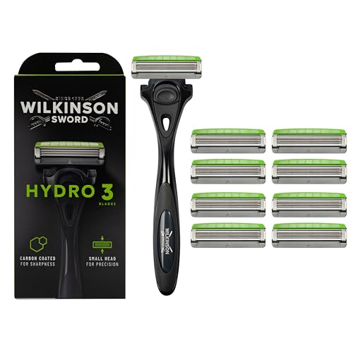 - WILKINSON SWORD - Hydro 3 Skin Protection For Men | Hydrating Gel | Razor Handle + 9 Blade Refills