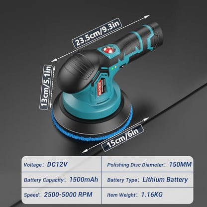 - RUYIKA | Cordless Car Polisher Buffer | Polishing Machine | 2500-5000 RPM -