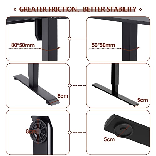 Devoko Electric Standing Desk 160x80cm with USB Charging Height Adjustable Desk with Desktop Sit Stand Up Desk Heavy Duty Steel 3 Memory Smart Pannel(Black)