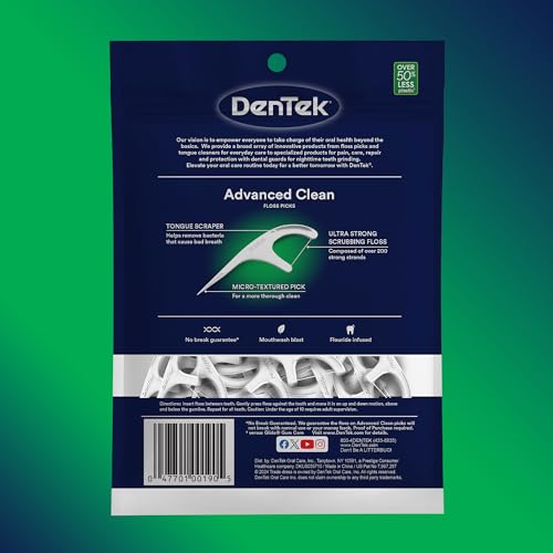 DenTek Triple Clean Mint Flavoured and Fluoride coated Advanced Dental Floss Picks with 3 cleaning actions - 150 Pack