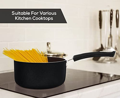 - KICHLY Sauce Pan 18cm | 2L Non Stick Saucepan with Lid | Induction Safe Cooking pots & Pans, Multi Purpose Sauce Pot -