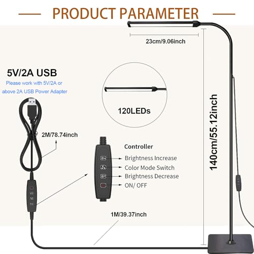 - LED Floor Lamp Bright Floor Light | Dimmable Black Reading Floor Lamp | Adjustable Floorlamp -