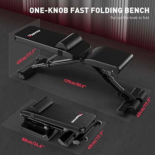 - PASYOU Adjustable Weight Bench with Spine Support | Weight Bench Foldable 90 Degree -