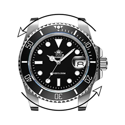 ADDIESDIVE Quartz Watches for Men Diver 200M Steel Watch with Waterproof Rubber Strap Waffle