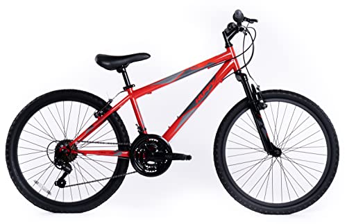 - Huffy Stone Mountain Kids | 24 Inch Wheel | 21 Speed | Hardtail Red Mountain Bike -