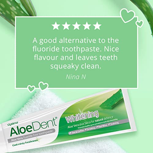 Aloe Dent Whitening Aloe Vera Toothpaste Fluoride Free, Natural Action, Vegan, Cruelty Free , SLS Free, Naturally White, Healthy Gums , 100 ml, packaging may vary