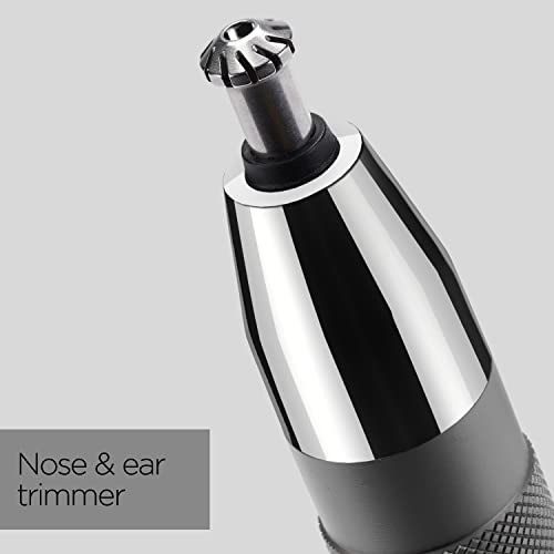 BaByliss Super-X Metal Series Nose Trimmer, Ear Eyebrow Hair Trimmer for Men, Grooming Kit, Gifts for Men (Silver/Grey)