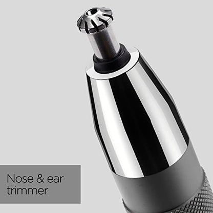 BaByliss Super-X Metal Series Nose Trimmer, Ear Eyebrow Hair Trimmer for Men, Grooming Kit, Gifts for Men (Silver/Grey)