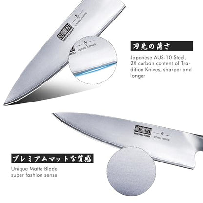 - HOSHANHO Kitchen Knife in Japanese Steel AUS-10 | High-Class Chef's Knife 8 inch Professional Cooking Knife -