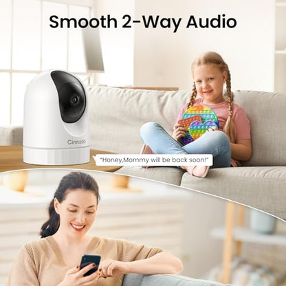 Cinnado WiFi Security Camera Indoor - 2K Pet Dog Cameras House Security with APP for Baby Monitor Home CCTV Wireless 360°, Motion Tracking, Smart Siren, IR Night Vision, Work with Alexa, D1