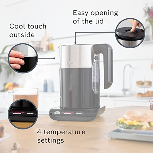 Bosch Styline TWK8633GB Variable Temperature Cordless Kettle, 1.5 Litres, 3000W - Black