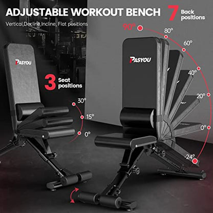 - PASYOU Adjustable Weight Bench with Spine Support | Weight Bench Foldable 90 Degree -