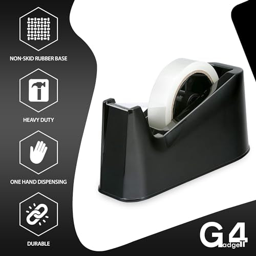 - Heavy Duty Tape Dispenser | Weighted | Non-Skid Rubber Base -