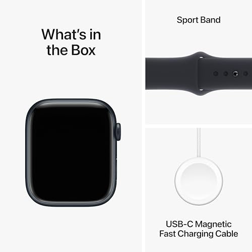 Apple Watch Series 9 [GPS + Cellular 45mm] Smartwatch with Midnight Aluminum Case with Midnight Sport Band S/M. Fitness Tracker, Blood Oxygen & ECG Apps, Always-On Retina Display, Water Resistant