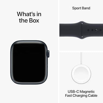 Apple Watch Series 9 [GPS + Cellular 45mm] Smartwatch with Midnight Aluminum Case with Midnight Sport Band S/M. Fitness Tracker, Blood Oxygen & ECG Apps, Always-On Retina Display, Water Resistant