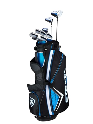 - Strata Men's Right Hand Golf Club Package Set | 12 Piece | Blue -