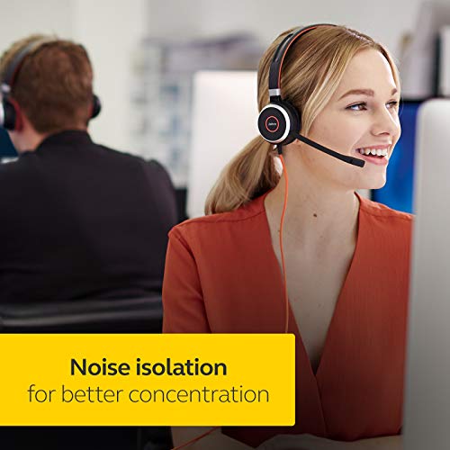 - Jabra Evolve 40 MS Stereo Headset | Microsoft Certified Headphones for VoIP Softphone | Passive Noise Cancellation -