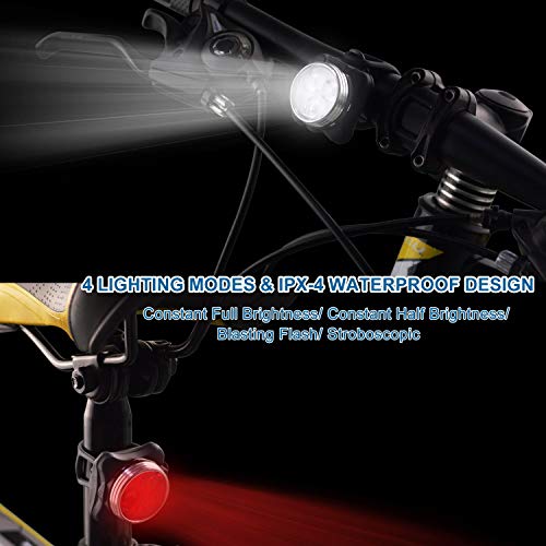 Balhvit Bike Light Set, Super Bright USB Rechargeable Waterproof Mountain Road Safety & Easy Mount LED Bicycle Lights, USB Cycling Front & Rear Light