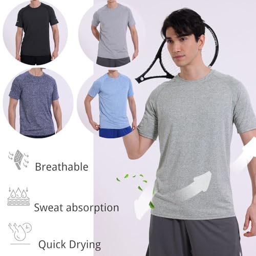 fovdtaa 5 Pack Mens Short Sleeve Crew Neck Gym T Shirt Workout Running Top Dad