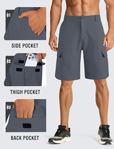 APTRO Mens Cargo Shorts Outdoor Camping Hiking Shorts with Multi Pockets Workwear Stretch Summer Shorts Grey CS07 36
