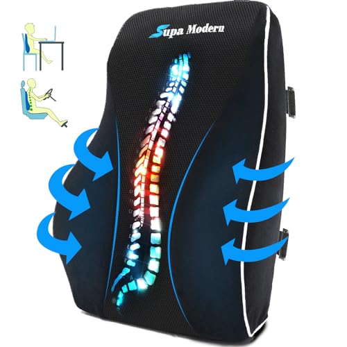 - SUPA MODERN | Lumbar Support Pillow for Office Chair | Memory Foam Back Cushion -
