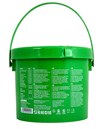 Clinell Universal Cleaning and Disinfectant Wipes Bucket - Pack of 225 - Multi Purpose Wipes, Kills 99.99% of Germs, Effective from 30 Seconds