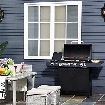 CosmoGrill 4+1 Series Gas BBQ with Side Barbecue Burner and Storage (4+1 BBQ with Cover)