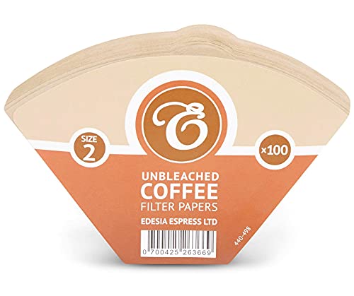 400 Size 2 Coffee Filter Paper Cones, Unbleached by EDESIA ESPRESS