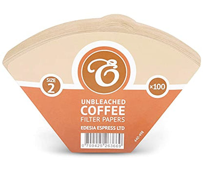 400 Size 2 Coffee Filter Paper Cones, Unbleached by EDESIA ESPRESS