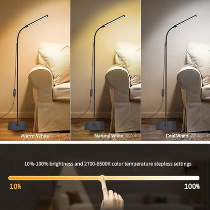 - LED Floor Lamp Bright Floor Light | Dimmable Black Reading Floor Lamp | Adjustable Floorlamp -