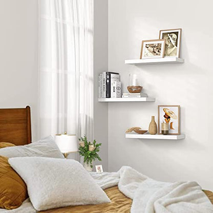 - STOREMIC Floating Shelves | 38cm |  3 White Shelves | Screw Mounted | Easy Installation -