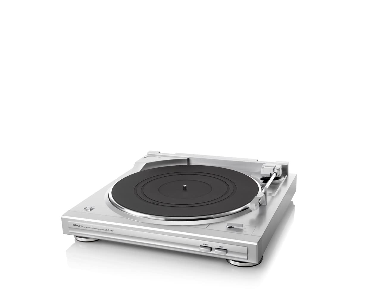 Denon DP29FE2 Record Player for Vinyl Records, Vinyl Turntable, MP3 and WAV, 33/45 RPM, Built-in Phono Equalizer, Including Removable Dust Cover and MM Cartridge, MC Compatible, Silver